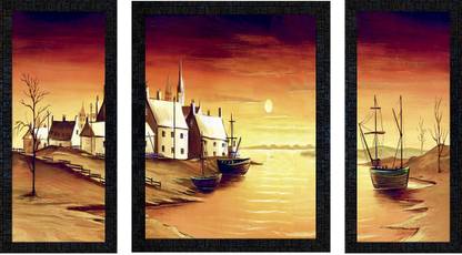 pnf Hand Painting Landscape Scenery Set of 3 painting-1269- Digital Reprint 13.5 inch x 10.5 inch Painting