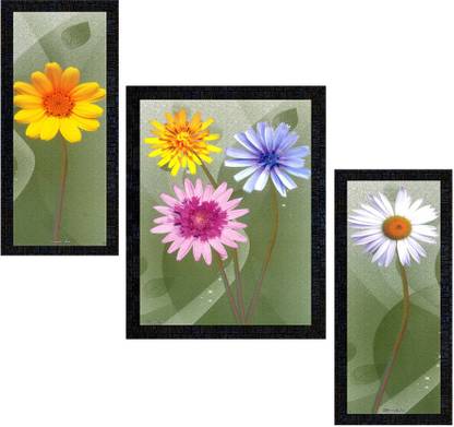 pnf Set Of 3 Floral Flower framed-0440- Digital Reprint 13.5 inch x 10.5 inch Painting