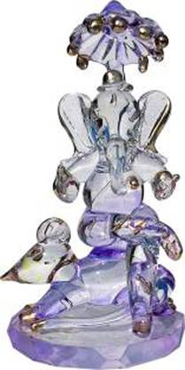 1st Time Ganesha With Musak Crystal Decorative Showpiece, Transparent, Handmade-Sy53 Decorative Showpiece  -  6 cm