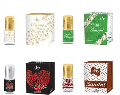 DNA Lifestyle DNA D'Rove+DNA Shahi Attarful+DNA VIP Rose+DNA Sandal-Classic Series-2 ml Attar Roll-on Concentrated Perfume-Pack of 4 Floral Attar