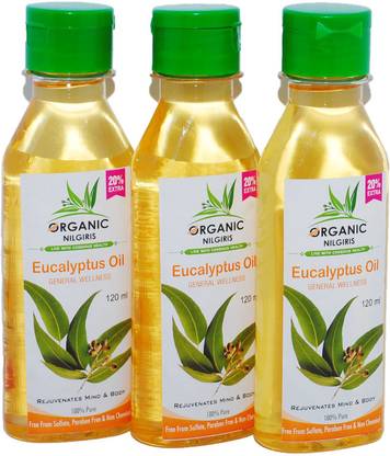 organic nilgiris eucalyptus oil 100% original organic 120ml free nilgiri thailam fights from virus combo pack of one, two and three pieces with discounted best price