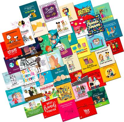 OddClick Set of 48 Best Friend Friendship BFF Cards For Explosion Box or Other DIY Love Greeting Cards 3X3 Inches Greeting Card
