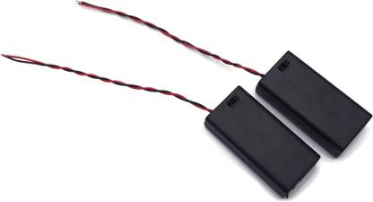 Electronic Spices PACK OF 2 2AA 2x1.5V AA Battery Holder Case Wired with Cap On/Off Switch for Electronic Batteries Black Plastic Electronic Components Electronic Hobby Kit
