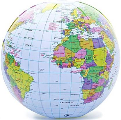 Digi2cart BLOW UP WORLD GLOBE ATLAS WORLD MAP EARTH EDUCATIONAL Inflation Old World World Globe