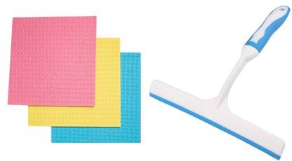 KitchenFest Combo of Heavy Quality Large Size Bathroom, Kitchen, Floor Cleaning Kitchen Wiper & Kitchen Cleaning Cloth – Environmentally Friendly Cellulose Sponge Cloth Sponge Wipe Scrub Pad, Kitchen Wiper