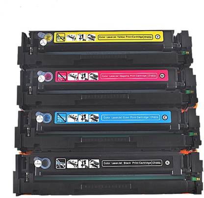 FINEJET 204A / Cf510A / Cf511A / Cf512A / Cf513A Toner Cartridge Compatible with HP Color Laserjet Pro M154A / M154Nw / M180N / M181Fw (Set of 4) Black + Tri Color Combo Pack Ink Cartridge