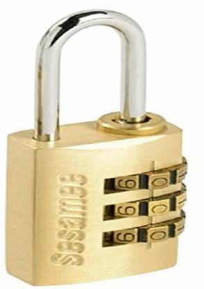 Sesamee 16520 3 Dial Resettable Brass Combination Lock -- 1 pack - small Combination Lock