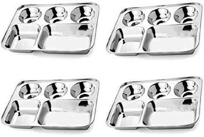 S S TRADERS Choras bhojan thal - pack of 4 Sectioned Plate