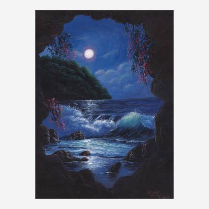 The Moonlight Seascape Poster Paper Print