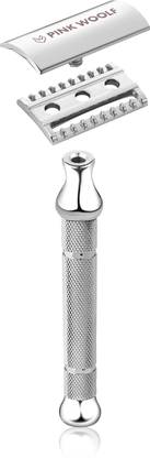 पिंक वुल्फ Double Edge Safety Razor, Open Comb (BLACK), Smooth Shave with Shaving Cream