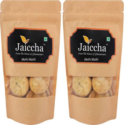 Jaiccha Namkeen Snacks-pack of 2 Methi Mathi 150 gms in Brown Paper Pouch