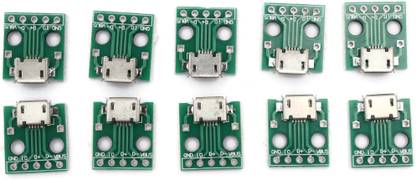 Electronic Spices PACK OF 10-5Pin Female Mini Micro USB to DIP Adapter Connector Module Board Panel PCB Type Parts for DIY Project Electronic Components Electronic Hobby Kit