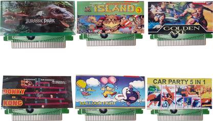 VK MART 8 Bit Tv Video Game Cassetts LIKE CARPARTY 5,BALLOON-FIGHT-DONKY-KONG-GOLDEN-AXE-ISLAND-JURASSIC-PARK (Latest)