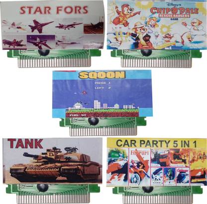 VK MART 8 Bit Tv Video Game Cassetts-CARPARTY 5,TANK,STAR,SQOON,CHIPDAL  Gaming Accessory Kit
