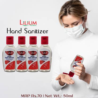 LILIUM Herbal , Fliptop, 50ml, Pack of 4 Hand Sanitizer Bottle