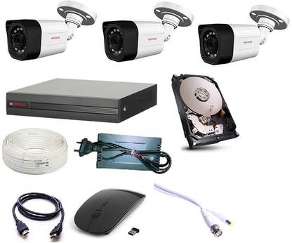 CP PLUS CP PLUS (1MP) 3 BULLET CAMERA,4 CHANNEL DVR, 4 CHANNEL POWER SUPPLY,500 GB HARD DISK,HDMI,MOUSE,BNC DC,90M WIRE BUNDLE Security Camera