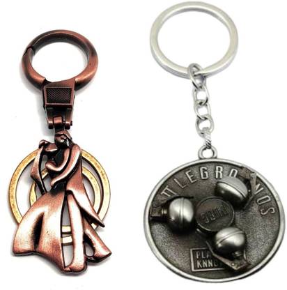 Alvika's Lovers for Couples | Dancing Couple - Bronze & PUBG Collectable Revolving Grenade Bomb - Silver Key Chain
