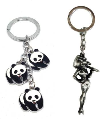 Alvika's Walking Panda 3 Token Pendant - Multicolor & Suicide Squad Harley Quinn's 3D Figure - Silver Key Chain
