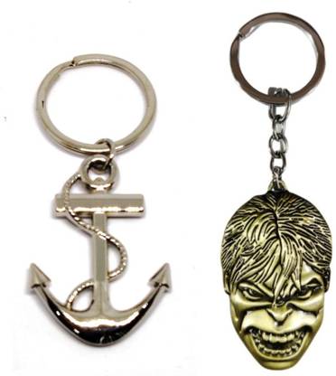 Alvika's Sail In The Sea with Anchor & Rope Sailors Choice - Silver & Avangers Most Powerful Avenger Hulk's Face - Golden Key Chain