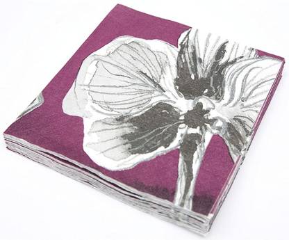 MadHouse Michael Aram 24 Count Beverage Napkins Pink, Grey, White Cloth Napkins
