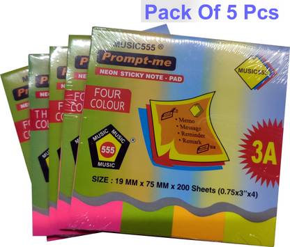 Music 555 REGULAR 200 Sheets UP SIDE GUM, 4 Colors