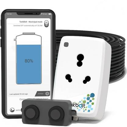 Oakter Tankbolt - Automatic Water Level Controller, with Dry Run Protection and Mobile app Based Water Level Indicator with 1 + 1 Year Replacement Warranty. Wired Sensor Security System