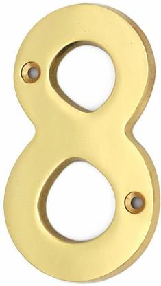 Wigano 4"Inch Brass Lacquered Finish Stylish House Door Numbers (Number 8)Gold Sign