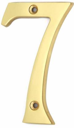 Wigano 4"Inch Brass Lacquered Finish Stylish House Door Numbers (Number 7) Gold Sign