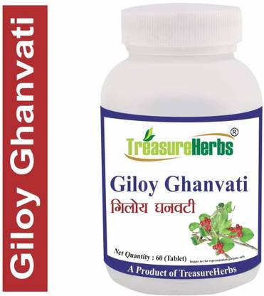 TreasureHerbs Giloy Ghanvati 60 Tabs (Pack of 1) 40gm