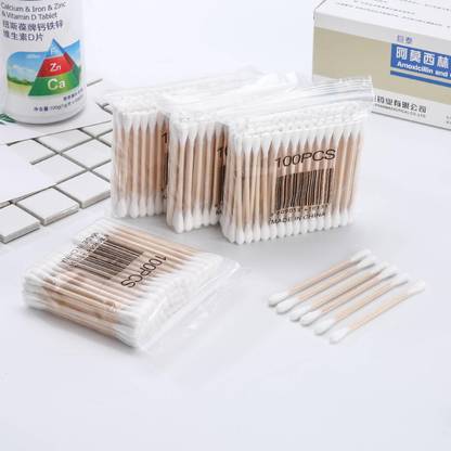 World Wide Villa NATURAL WOODEN STICK PURE COTTON EAR CLEANING PICKS BUDS