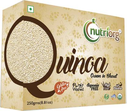 Nutriorg Certified Organic Raw Unroasted White Seeds with High Protein and Fiber- Quinoa