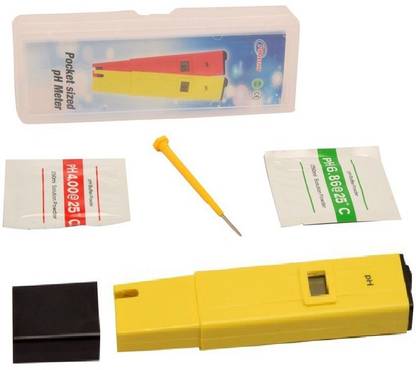 BALRAMA Digital PH Meter & Temperature Meter pH-80 pH Hydrotester Water Resistant + Automatic Digital Calibration + Storage Solution + Buffer Poweder Handheld Portable Pen Water Quality Tester For Measuring & Testing Applications Such As Hydroponics & Gardening, Pools & Spas, Aquariums & Reef Tanks, Water Ionizers, Drinking Water RO UV UF Mineral Water Purifiers Filter Service Baby Thermometer