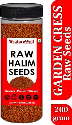 Naturewell Garden Cress (Halim Seeds) for Calcium , Iron , Vitamin A , Vitamin C , Vitamin E , Protein , Folic acid and Dietary Fibre (ALIV - ASALIYA SEEDS) RAW Seeds (200 Gram Pack) Seed