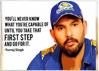 Yuvraj Singh Wall Poster and Inspirational Quotes for Office and Home 3D Poster