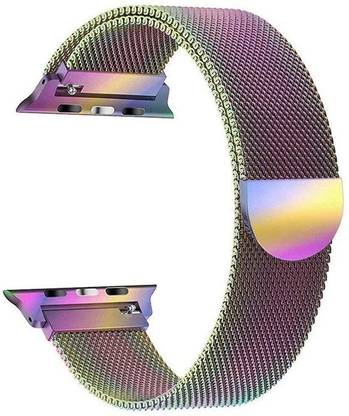 TINGTONG Stainless Steel Milanese Strap Band with Magnetic Closure for iWatch 42mm/44mm, Compatible with Watch Series 1/2/3/4/5 T_42/44mm_Rainbow(Chain) Smart Watch Strap