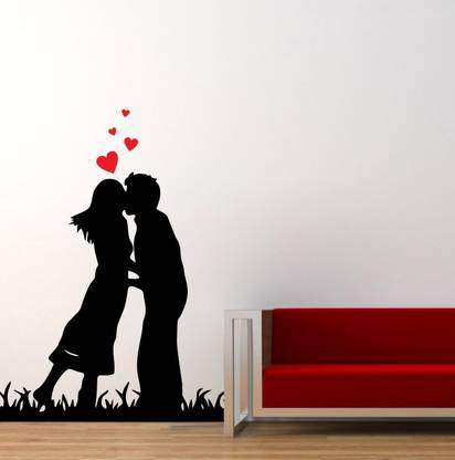 Sticker Hub 73 cm Couple Love Wall Sticker Self Adhesive Sticker