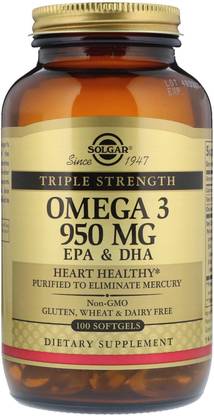 Solgar Triple Strength Omega-3, 950 mg EPA & DHA 100 Softgels