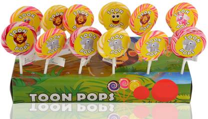 TOON POPS Cartoon Lollipops Fruity Flavoured Round Cartoon Candy Swirl Lollipops- Fruit Flavours Lollipop