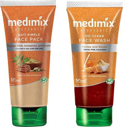 MEDIMIX FACE PACK AND OIL CLEAR FACE WASH PACK OF 2