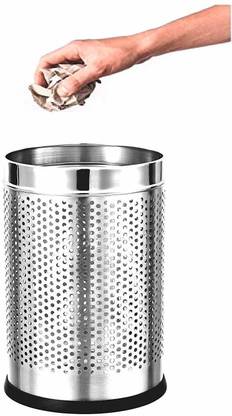 PARASNATH Stainless Steel Dot Dustbin 8"x13'' -10 Liter Steel Dustbin