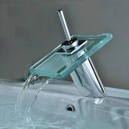 Bath Guru Square Waterfall Basin Mixer Square Waterfall Glass Basin Basin Mixer Faucet