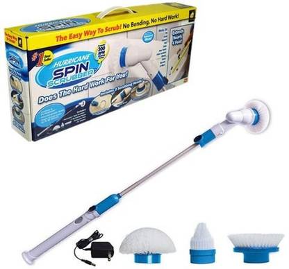 EvaaHub Automatic hurricane spin scrubber electric rechargeable spin scrubber Extension Handle 3 Cleaning Brush, Broom, Toilet Brush, Scrub Pad, Mop, Cleaning Wipe, Mop Set