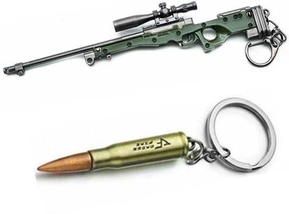 BORING PUBG New Real 3D Metal Body Gun - GREEN AWM & BULLET KEYCHAIN Key Chain