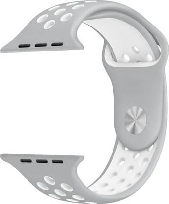 TINGTONG Soft Silicone Sport Strap Band for iWatch 42mm/44mm, Compatible with Watch Series 1/2/3/4/5 T_42/44mm_GreyAndWhiteAirHole(Silicon) Smart Watch Strap