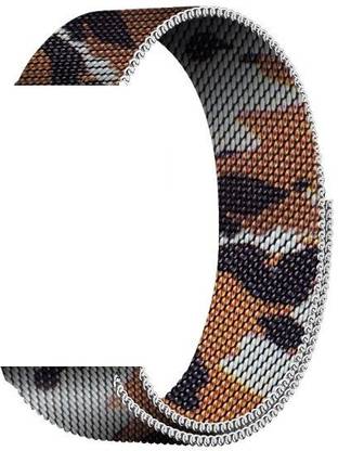 TINGTONG Stainless Steel Army , Military Style Milanese Strap Band with Magnetic Closure for iWatch 38mm/40mm, Compatible with Watch Series 1/2/3/4/5 T_38/40mm_BrownCamouflage(Chain) Smart Watch Strap