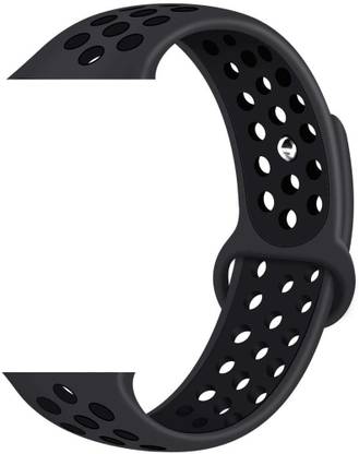 TINGTONG Soft Silicone Sport Strap Band for iWatch 42mm/44mm, Compatible with Watch Series 1/2/3/4/5 T_42/44mm_GreyAndBlackAirHole(Silicon) Smart Watch Strap