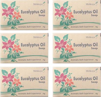MEHKAYA Eucalyptus Oil Soap - Aromatic Bath Expereince - Herbal and Natural 75 G 6Pc
