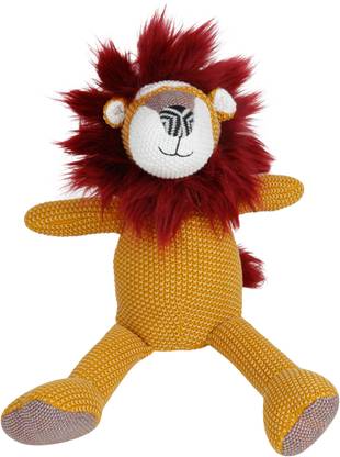 pluchi Lion - Camel, Ivory & Pale Pink Color Cotton Knitted Stuffed / Plush / Soft Toy for Babies and Kids  - 42 cm