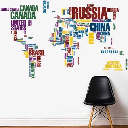 Wall Sticks World Map With Country Names Creative Decorative Wall Sticker Ws032 Price In India Buy Wall Sticks World Map With Country Names Creative Decorative