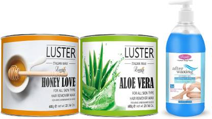 Luster Honey Love & Aloe Vera Hair Removal Hot Wax + After Waxing Soothing Gel Wax